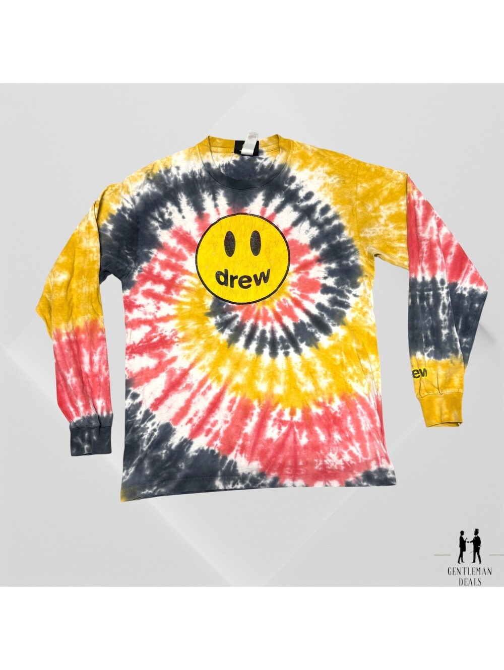 Drew House Tie Dye yellow smily face short sleeve graphic shirt S 20.5x28